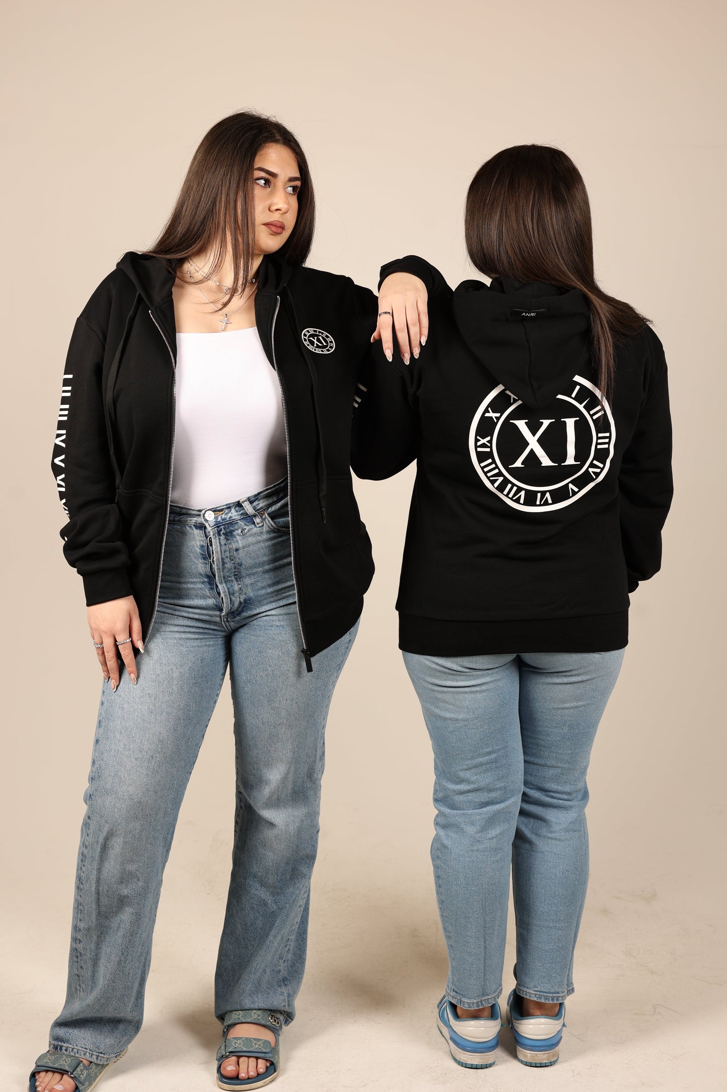 Roman Numeral Zip-Up Hoodie