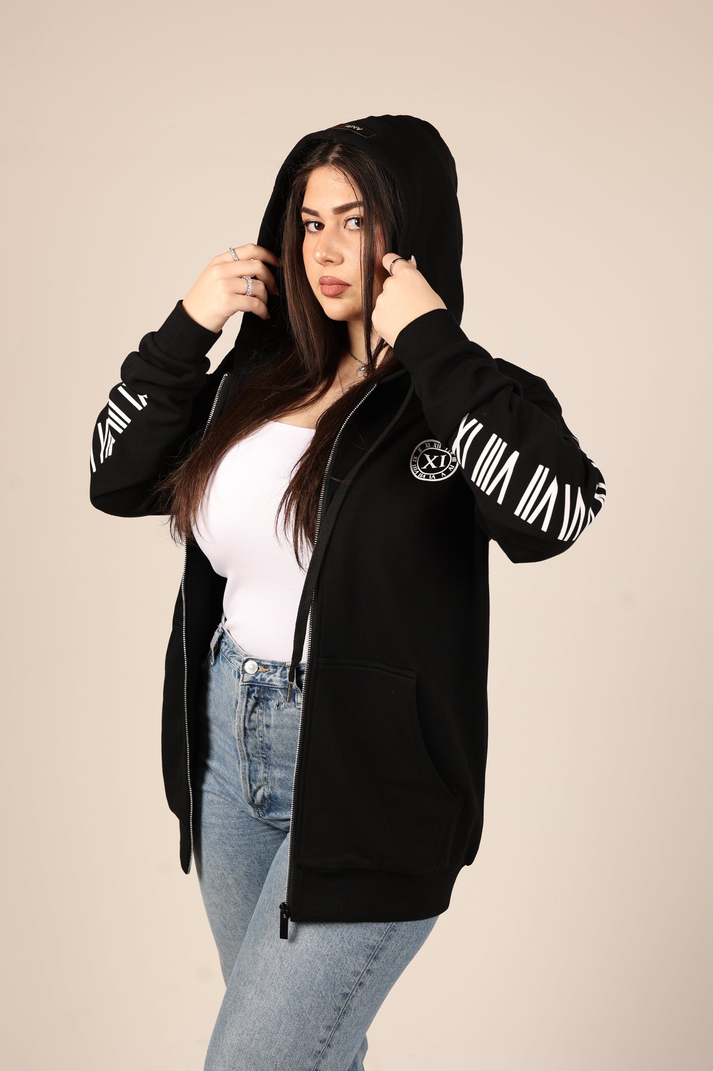 Roman Numeral Zip-Up Hoodie