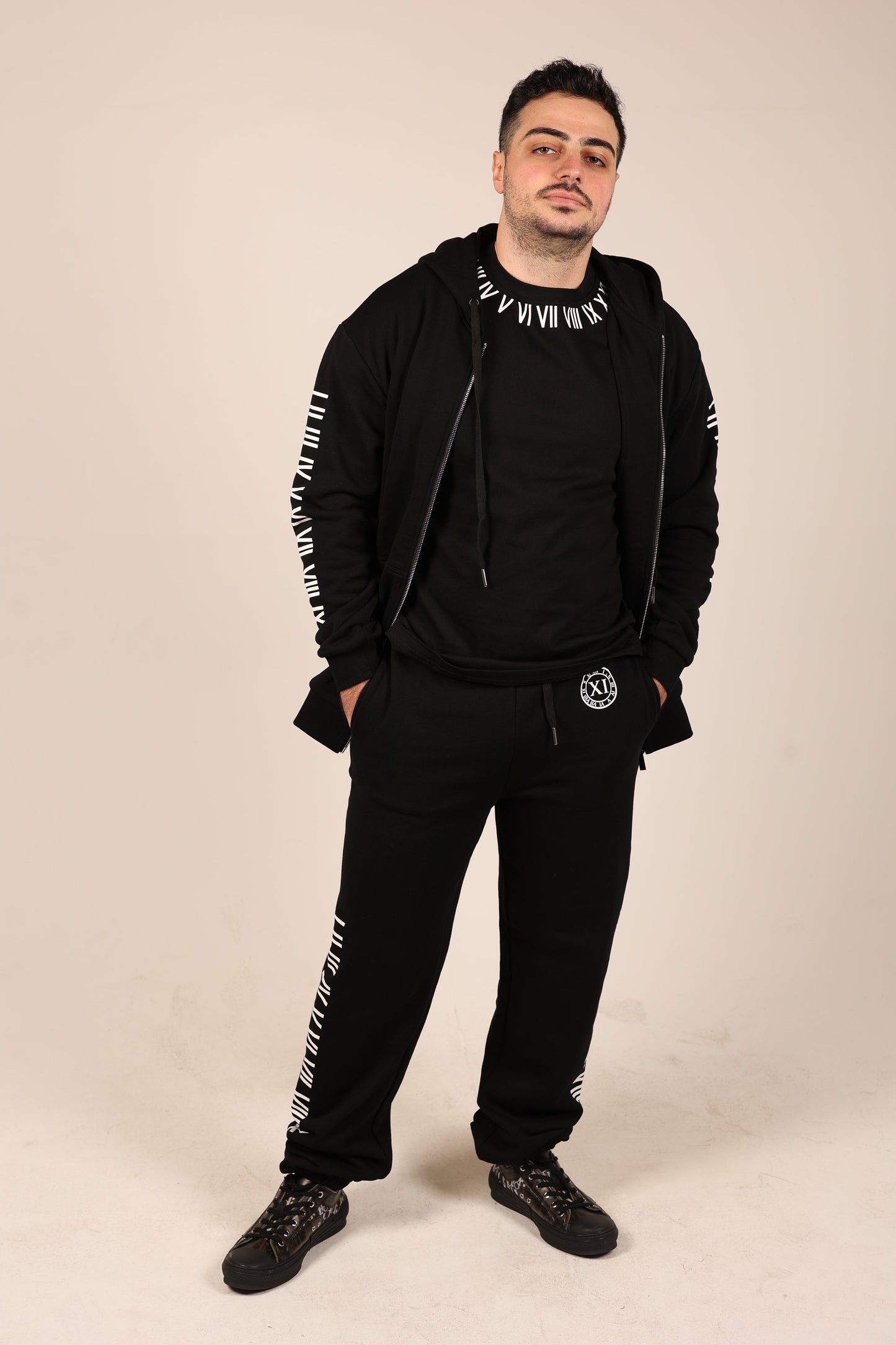 Roman Numeral Zip-Up Hoodie
