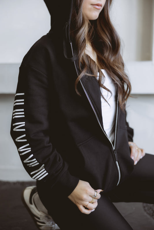 Roman Numeral Zip-Up Hoodie